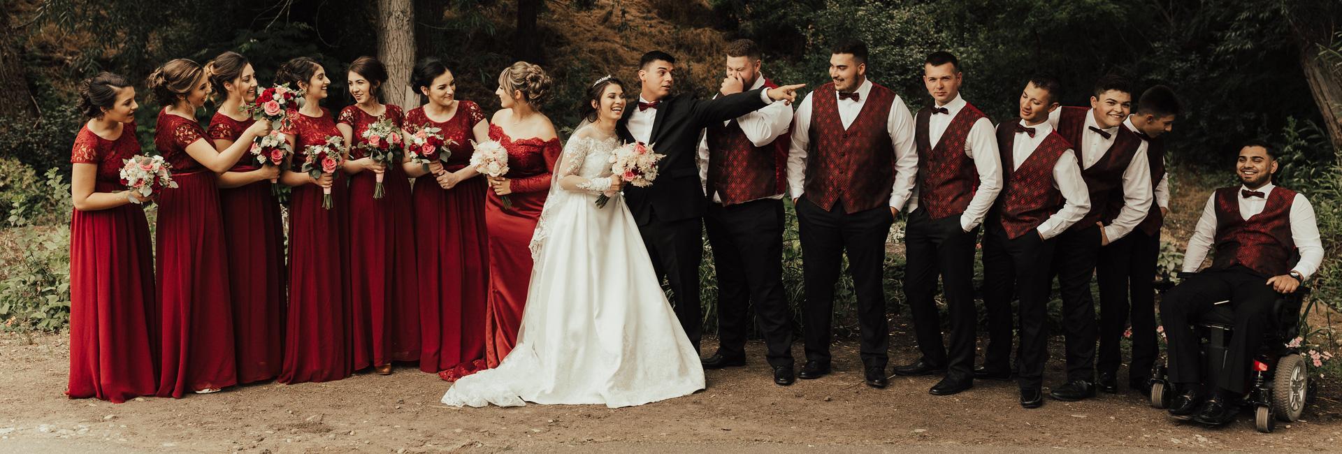 red bridesmaid dresses and groomsmen Texas & Oklahoma Wedding Venues & Packages